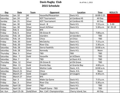 2015 Schedule